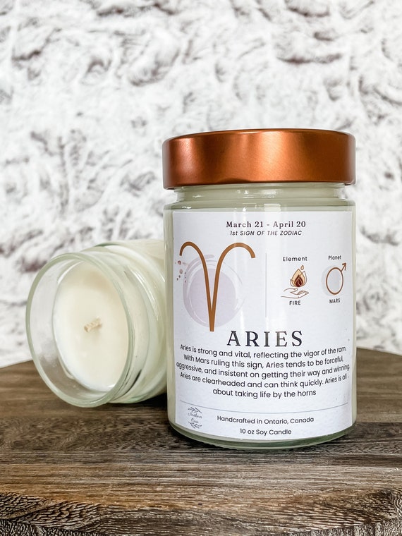 Astrology Candle, Custom Candle Scent, Aries Candle, Aries Gift, Zodiac Candle, Horoscope Candle, Star Sign Gift, Birthday Candle Gift