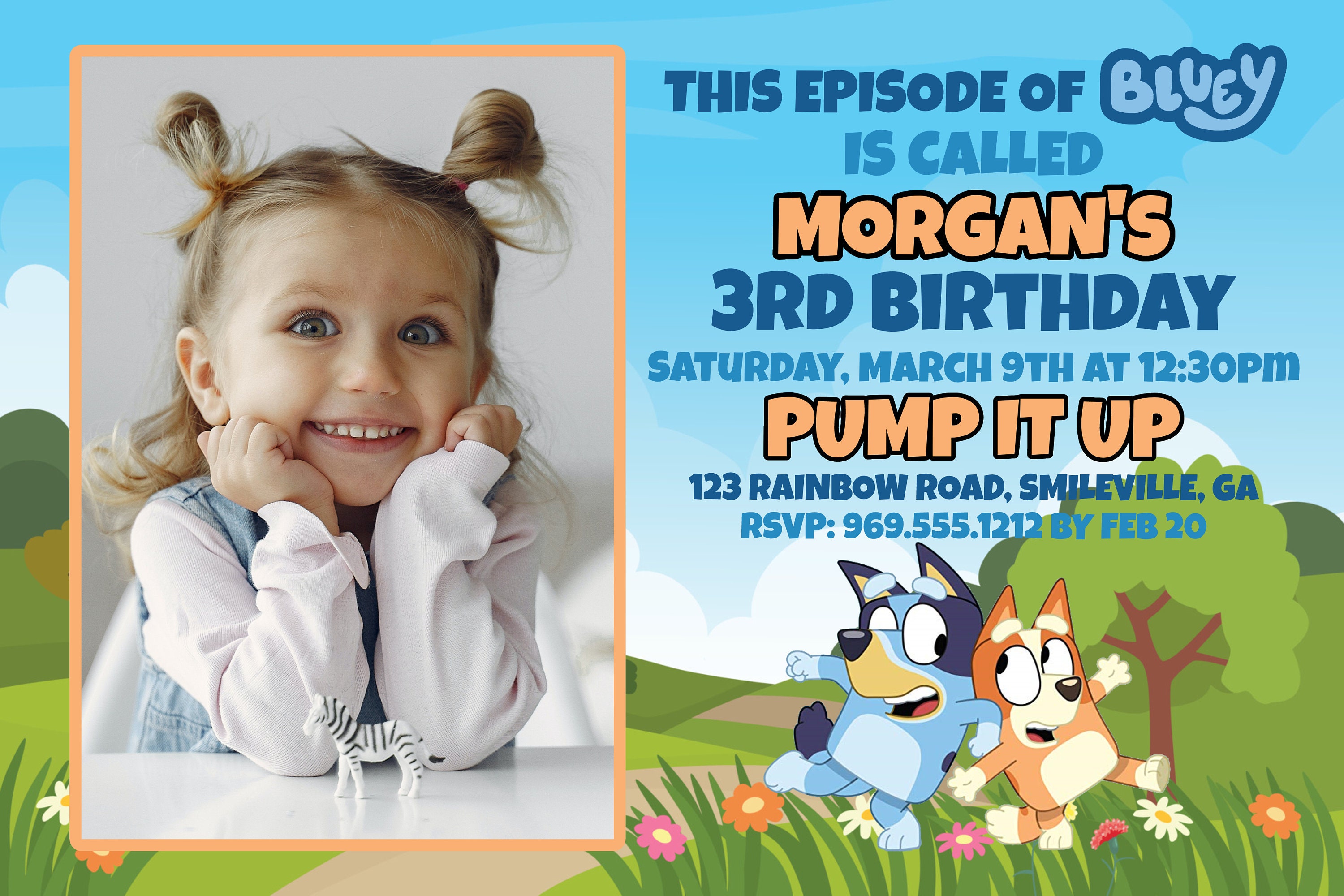 Custom-Made Bluey Invite