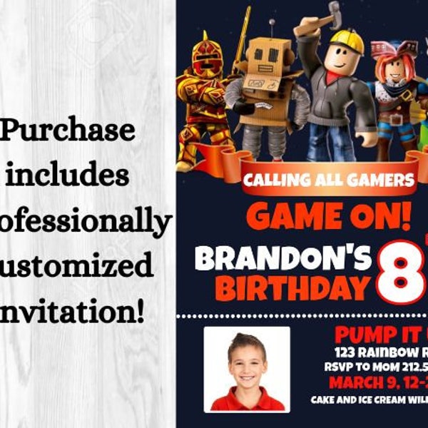 Roblox Birthday Party Invitation - Personalized Photo Digital Printable File - Custom Photo Birthday Invitation 5x7 or 4x6