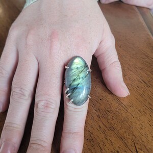Oval labradorite statement ring
