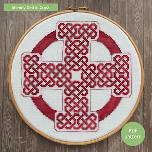 Ahenny Irish Celtic cross stitch pattern. Modern Celtic cross stitch. Celtic knot pattern. Celtic cross design. PDF instant download chart.