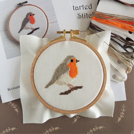 Small Mini Cross Stitch Kit With Optional 4 Inch Hoop, Cute Robin Bird  Design, DIY Embroidery Wall Art, Décor, Beginner Friendly 