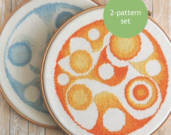 Sonnenwende Kreuzstichmuster: Abstrakte Geometrie (PDF Download)