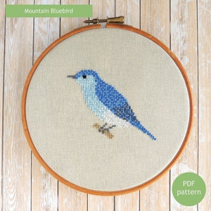 Mountain Bluebird Kreuzstich PDF Stickmuster, American Bluebird Design, Idaho, Nevada