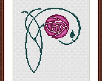 Jugendstil Rose Kreuzstichmuster: Mackintosh Design (PDF Download)