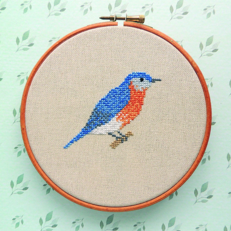 Cross Stitch Eastern Bluebird Pattern State Bird Missouri New | Etsy