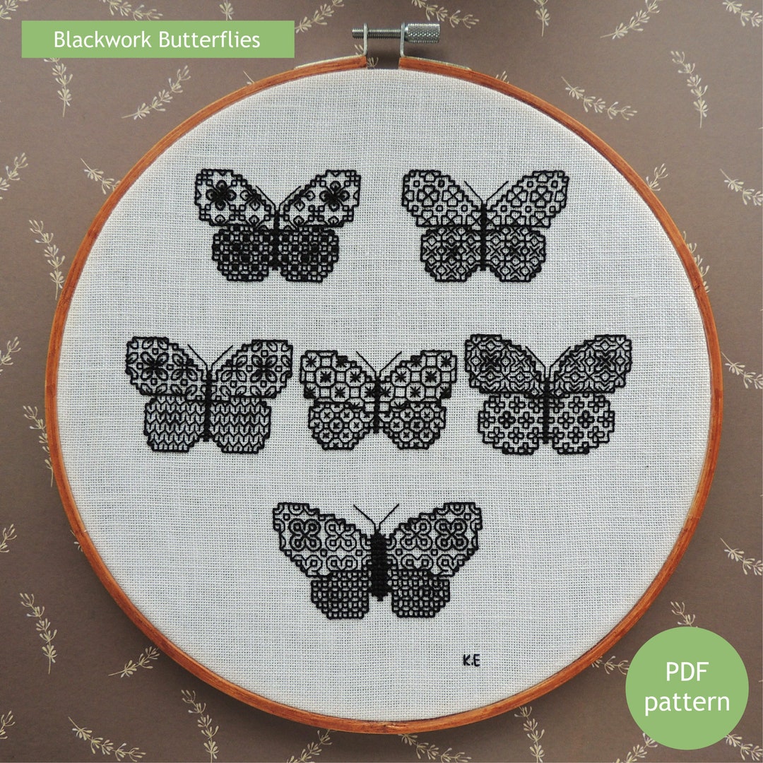 Printable Butterfly Embroidery Pattern, PDF Blackwork Embroidery ...