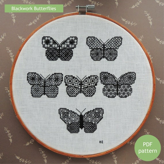 Printable Butterfly Embroidery Pattern PDF Blackwork - Etsy