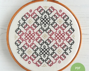 Elizabethan Blackwork Stickmuster: Tudor-inspiriertes Design