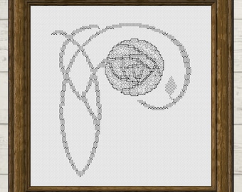 Art Nouveau Rose Blackwork Embroidery Pattern (PDF Download)