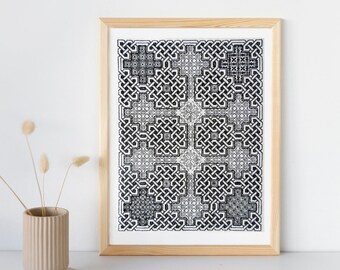 Celtic Blackwork pattern. Modern blackwork. Blackwork embroidery pattern. Celtic pattern. Celtic embroidery. Instant download PDF pattern