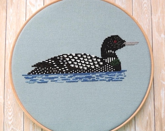 Common Loon Great Northern Diver Cross Stitch Pattern: Minnesota State Bird (PDF)