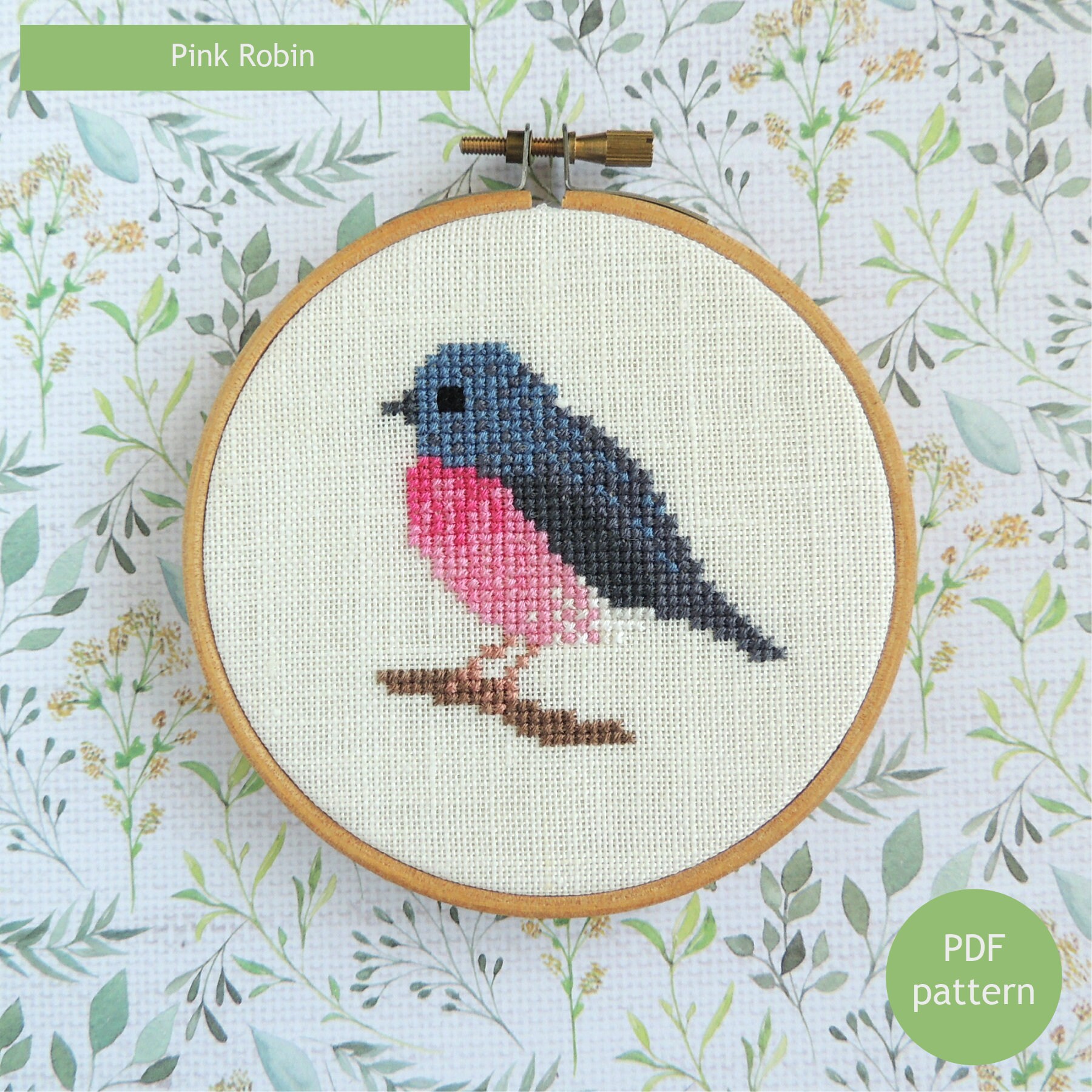 Robin Cross Stitch Kit Beginners Counted Cross Stitch Mini Kit DIY  Decorations Cute Bird Needlepoint 