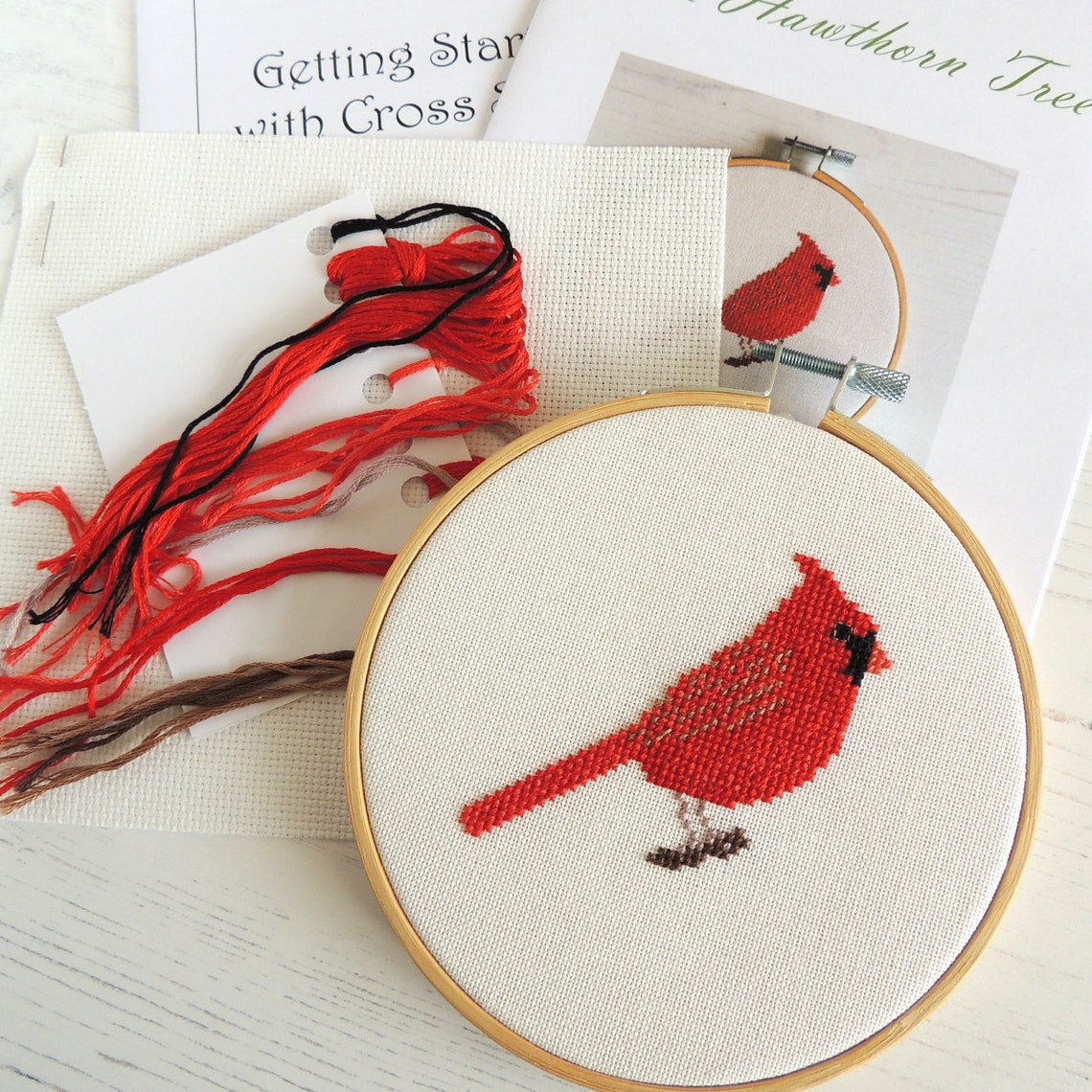 Cross stitch kit cardinal bird small cross stitch kit cross | Etsy