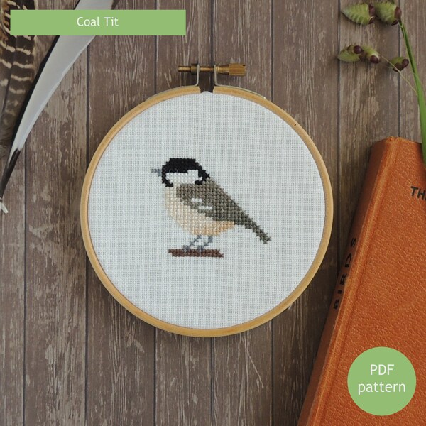 kleine vogel kruissteek patroon koolmees Britse vogel wildlife ontwerp, koolmees patroon, kleine vogel ontwerp PDF direct downloaden