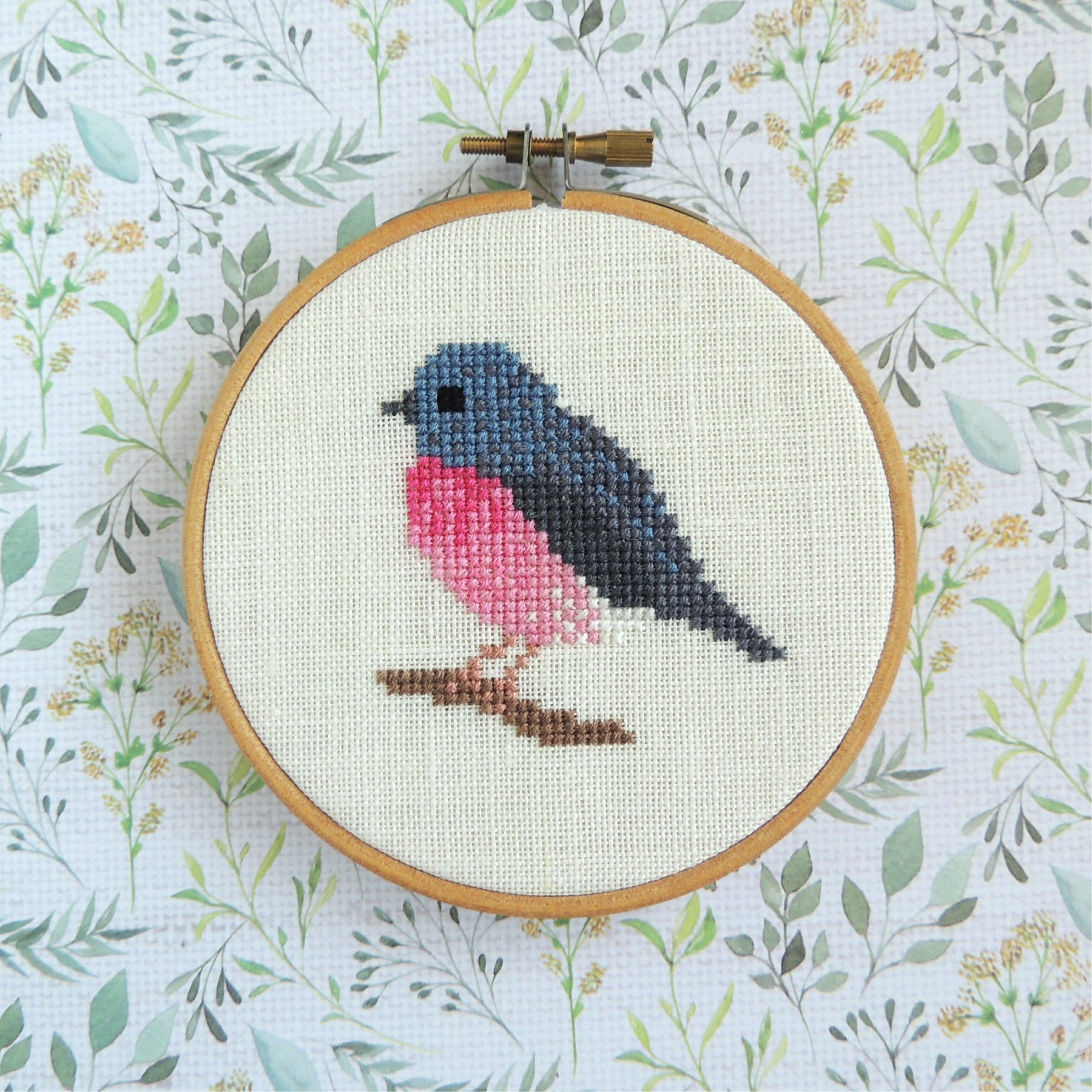 Cross Stitch Bird Pattern. Pink Robin. Pink Bird Cross Stitch. - Etsy