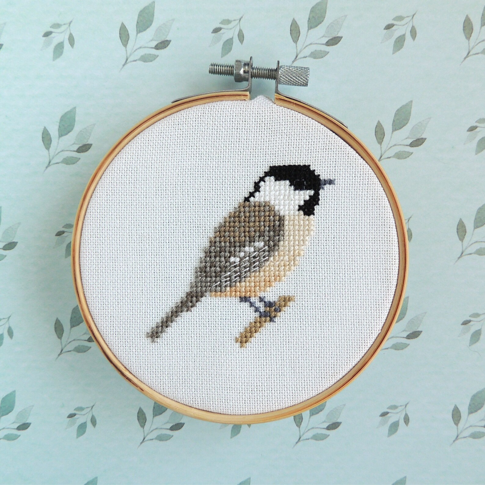 Black capped chickadee cross stitch pattern PDF digital | Etsy