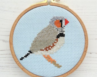 Zebra Finch Cross Stitch Pattern: Small Bird Design (PDF Download)