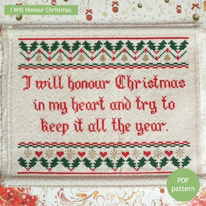 A Christmas Carol Charles Dickens quote cross stitch pattern, PDF download DIY Christmas craft décor, Victorian Christmas