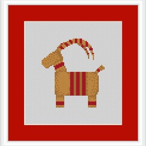 Yule Goat Julbocken small cross stitch PDF pattern and instructions, fits 7-inch hoop, Swedish Scandinavian Christmas design, DIY decor
