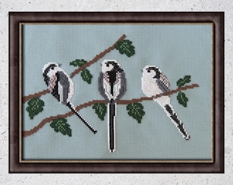 Long-Tailed Tits Cross Stitch Pattern PDF chart