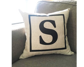 Monogram or Number Accent Pillow Cover- Square 17x17
