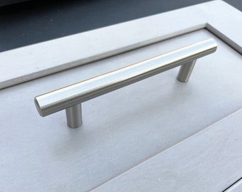 Solid Kitchen Drawer Pulls | Multiple Sizes and Colors| Bar Pull | Cabinet Handle Brushed Nickel