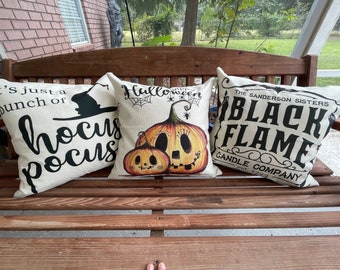 Hocus Pocus Pillow | Black Flame Candle | Halloween Pillows