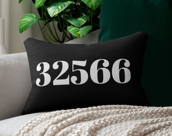 Black and White Lumbar Zip Code Pillow and Cover- Customizable