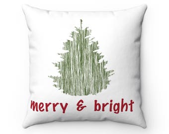 Merry and Bright Square Holiday Accent Pillow- Pillow and Case Included