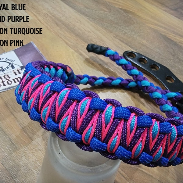 Bow Wrist Sling - Stitched Solomon Weave - Archery - Paracord - You Pick Colors!