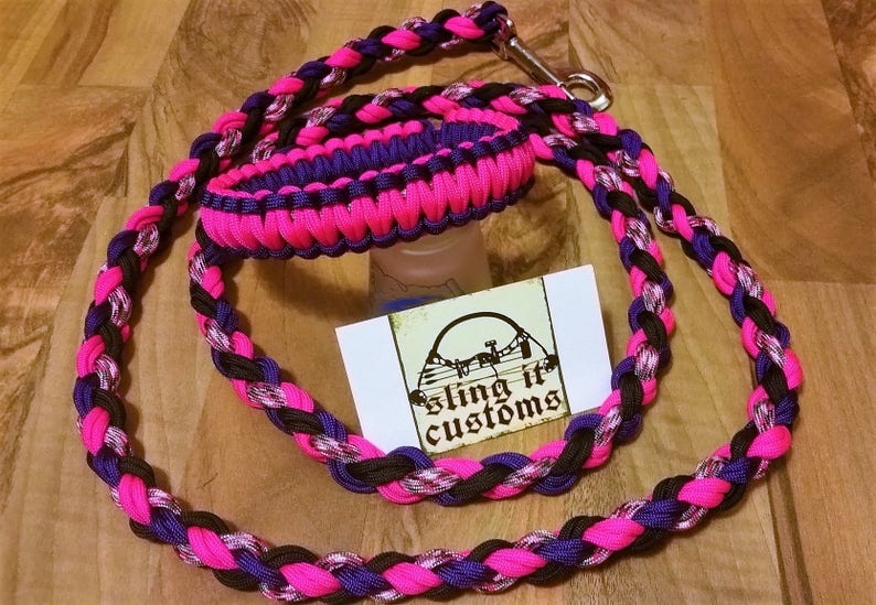 Paracord Dog Leash 8Stround Round Braid with Cobra Weave Etsy