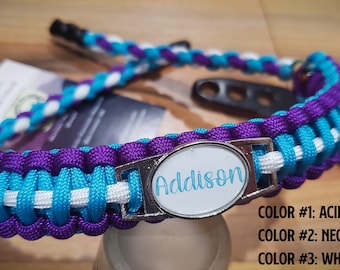 Bow Wrist Sling - Cobra with Backbone Weave with Custom Charm - Archery - Personalized - Paracord - You Pick Colors!