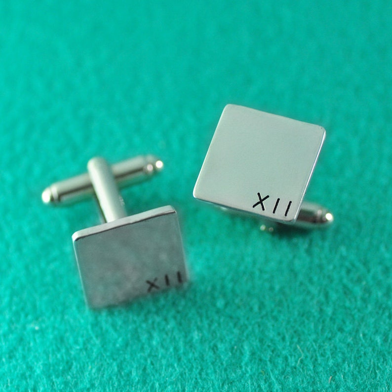 Men/'s Cuff Links Shirt Fasteners Personalized Square Cuff links Roman Numerals Cufflinks Wedding Gift Gift for boyfriend husband