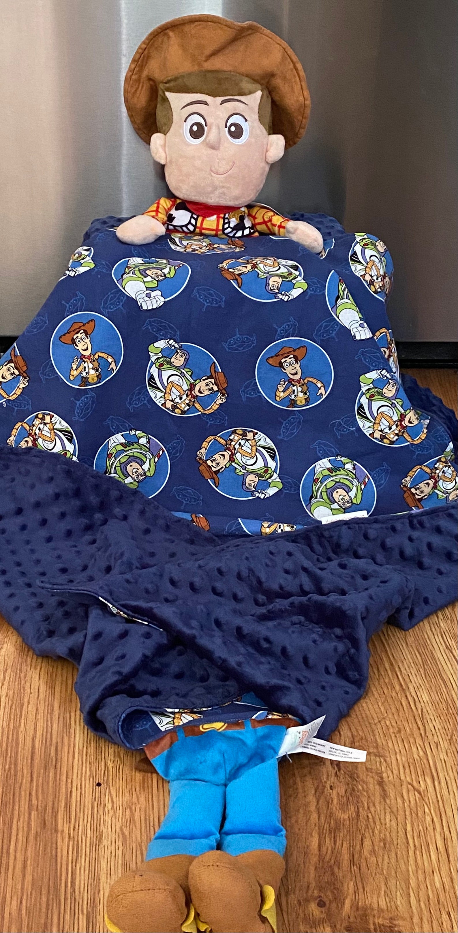 Toy Story toddler blanket with sewn in Woody plushy. Woody Etsy