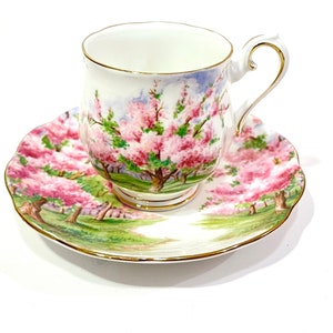 Royal Albert Blossom Time Demitasse Cup Teacup & Saucer, Pink Apple Blossom Trees Royal Albert English Bone China, Vintage Tea Cup Gift