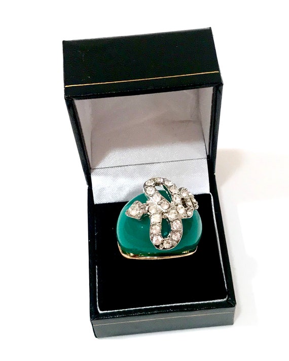 Vintage Kenneth Jay Lane Ring, Chunky Domed Jade L