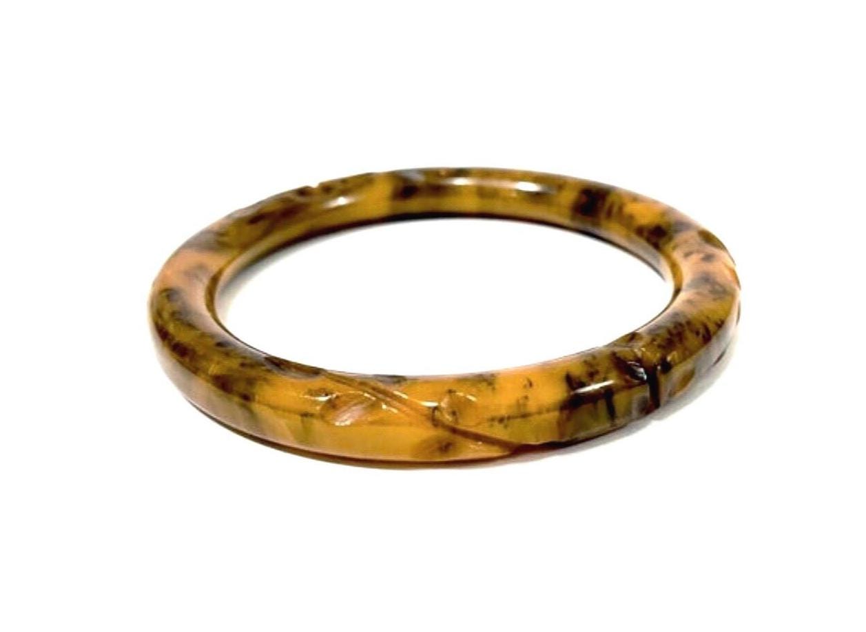 Bracelet Bakelite Art Déco Années 20-30 - Couleur Jaune Beurré - Vintage, Occasion