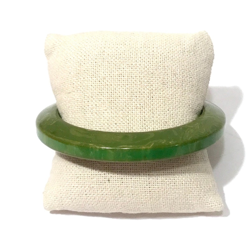 Vintage Bakelite Bangle Bracelet, Spinach Green And Yellow Stacking Bracelet, Art Deco Angled Design, Green Bakelite Jewelry image 10