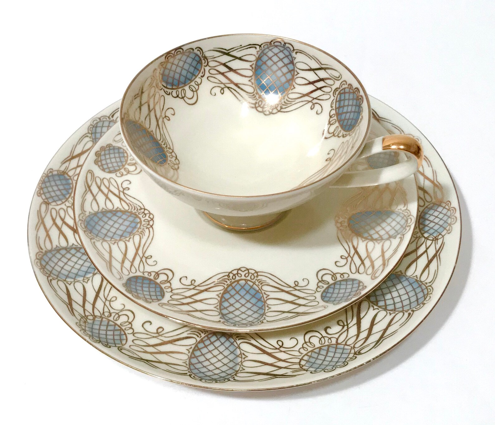 Alka Bavaria Tea Cup Trio Tea Cup And Saucer With Dessert Etsy