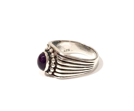 Sterling Silver Amethyst Statement Ring: Chunky M… - image 8