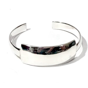 Modernist Sterling Silver Cuff Bracelet: Wide Polished Unisex Bangle