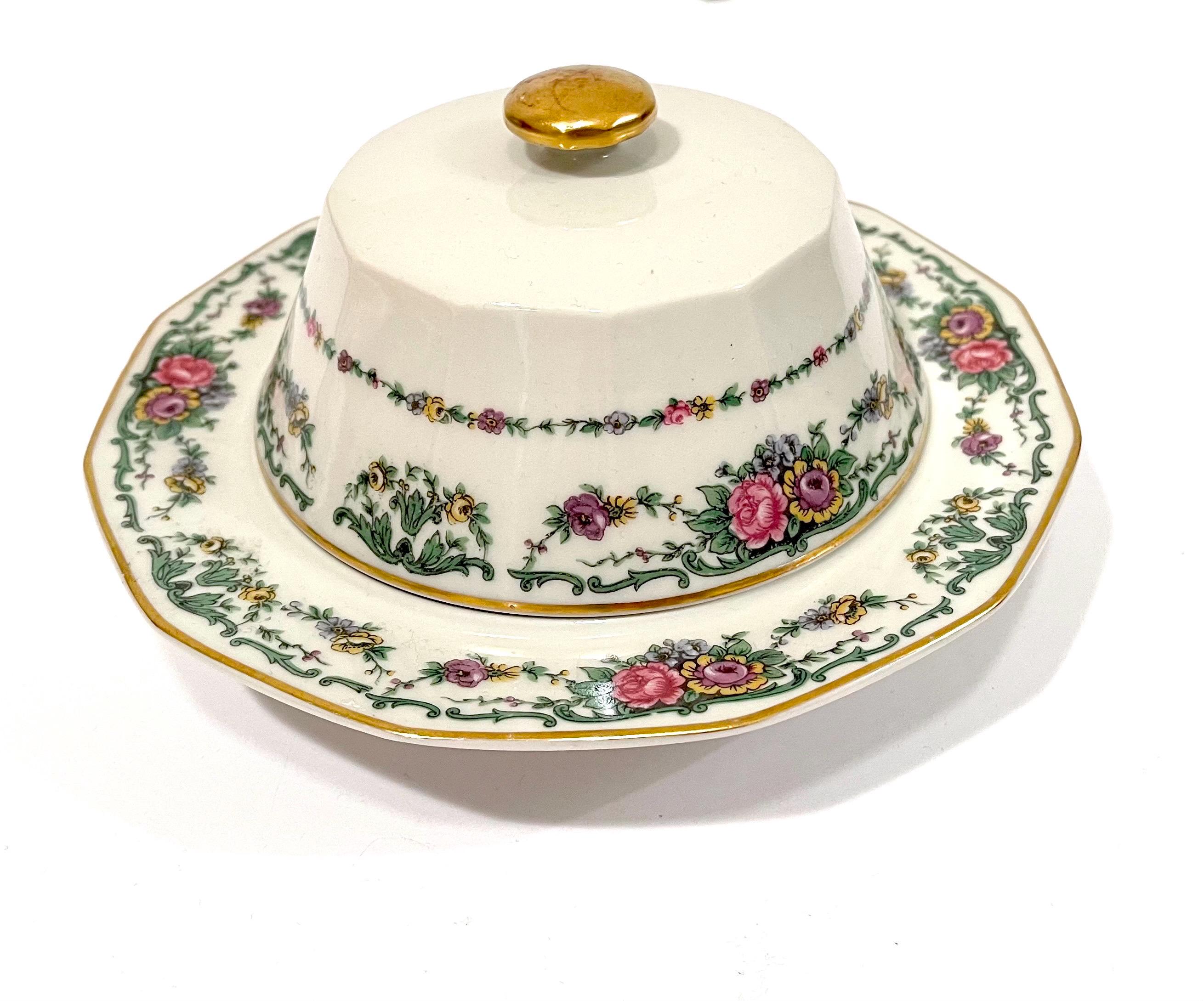 Antique Haviland Limoges Butter Dish: Hand-Painted Floral Porcelain, GDA France