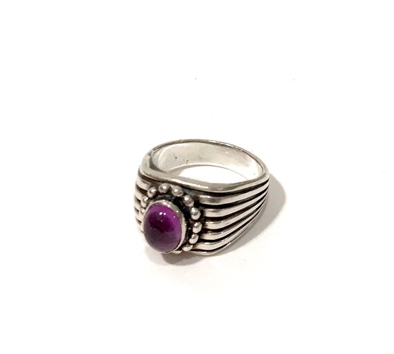 Sterling Silver Amethyst Statement Ring: Chunky M… - image 6