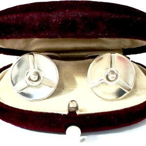 Georg Jensen Sterling Cuff Links, Art Deco Men&#39;s Cufflinks Design No. 42 Steering Wheel Automotive Men&#39;s Vintage Shirt Accessories Gift