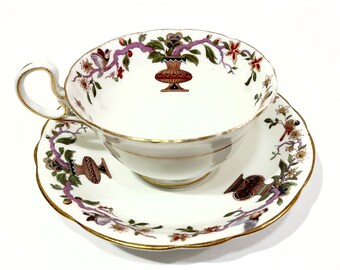 Antique Aynsley Teacup: Hand-Painted Birds & Etruscan Urns, English China
