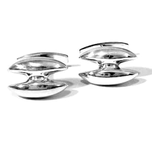 Hans Hansen Denmark Sterling Cufflinks, Modernist Vintage Mens Cuff Links Danish Silver Designer Signed, Gift For Husband Boyfriend Graduate