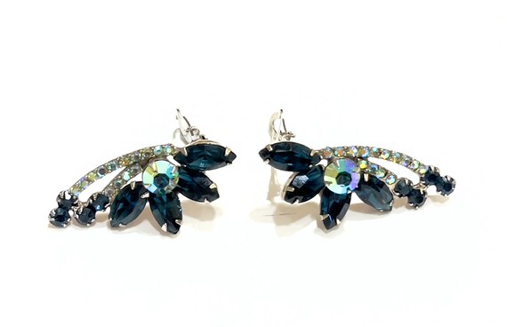 Juliana Blue Rhinestone Earrings, Large Navettes … - image 6