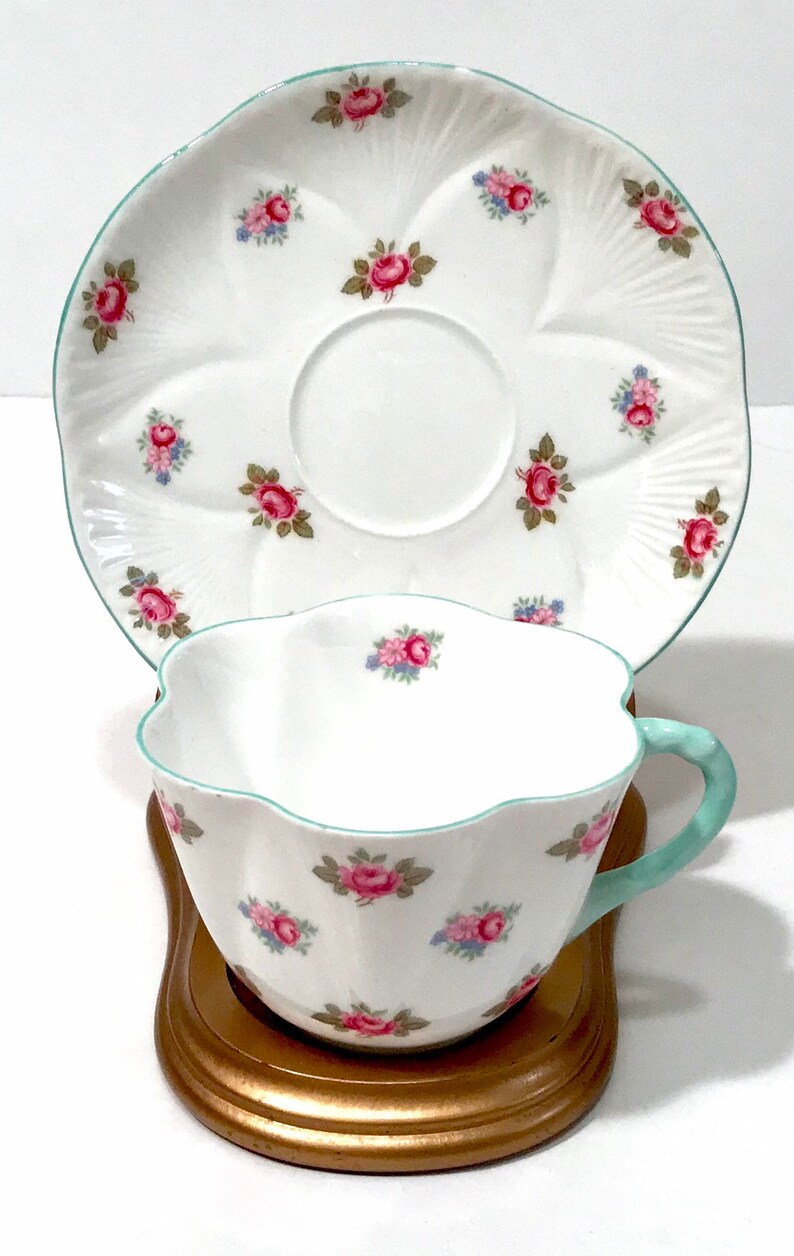 Shelley Dainty Tea Cup And Saucer Pink Floral Rosebud Etsy