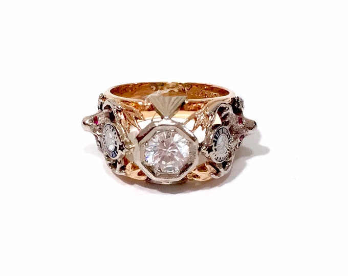 Brotherhood of Elks Lodge Ring 10k Yellow and White Gold 2 Tone Ruby ...
